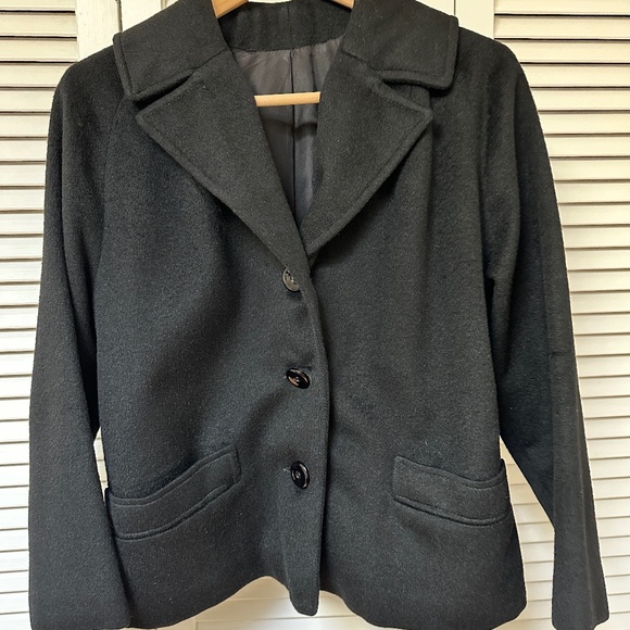 Vintage Alpaca Wool Hip Length Coat Jacket Black Medium Peerless USA - Picture 1 of 14